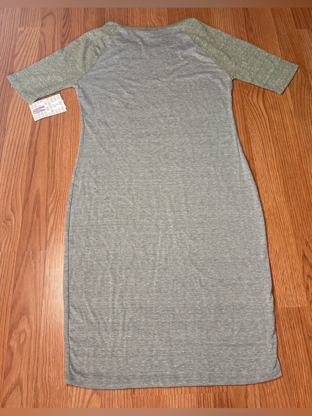 LuLaRoe Gray Dress with Olive Trim - Picture 5 of 7